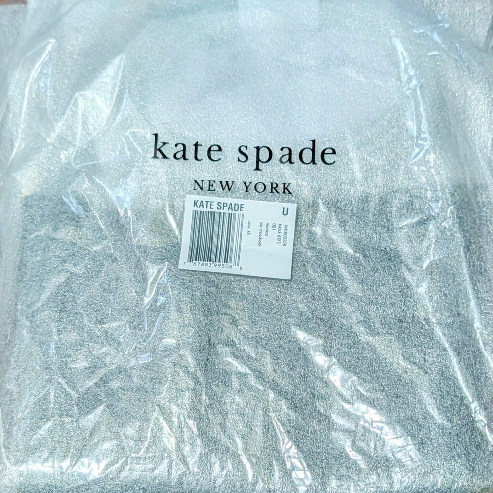 NWT Kate Spade Monica Black Pebbled Leather Crossbody Bag Gold Minimalist Luxury - Picture 3 of 4
